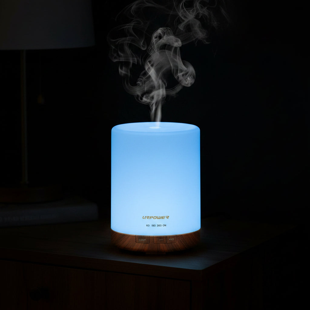URPOWER 2nd Gen 300ml Aroma Essential Oil Diffuser Night Light Ultrasonic Air Cool Mist Humidifier with AUTO Shut Off and 6-7 Hours Continuous Diffusing and 4 Timer Settings for Home Office Yoga Spa